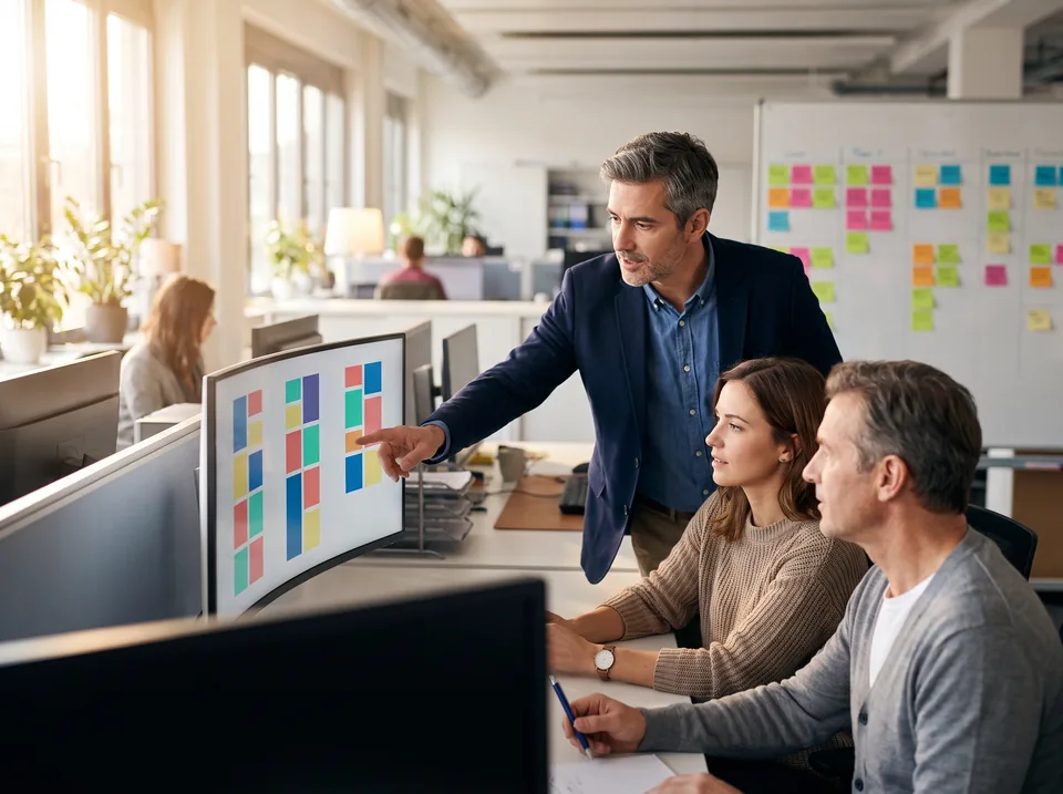 Customer success lead reviewing how booked client meetings are spread across her team